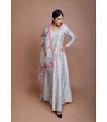 SHOWSHAA SCOTTISH THISTLE ANARKALI SET with floral tussor dupatta