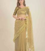  Golden net saree 