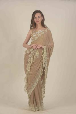  Beige georgette saree  1
