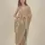 Rina Dhaka beige georgette saree with all over lace work detail border ruffle detail in palla