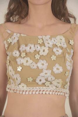  Beige georgette saree  5