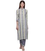 Grey printed cotton ethnic-kurtis