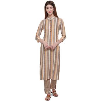 Brown printed cotton ethnic-kurtis 1