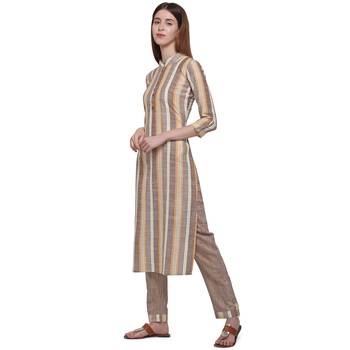 Brown printed cotton ethnic-kurtis 2
