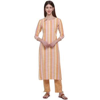Orange printed cotton ethnic-kurtis 1