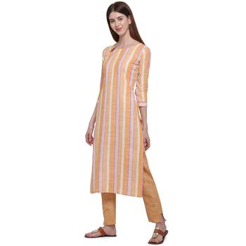 Orange printed cotton ethnic-kurtis 2