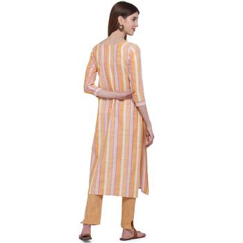 Orange printed cotton ethnic-kurtis 3