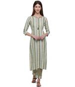 Green printed cotton ethnic-kurtis