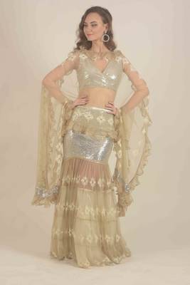 Silver sequence lehenga with lace detail 1