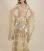 Silver sequence lehenga with lace detail