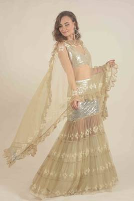 Silver sequence lehenga with lace detail 3