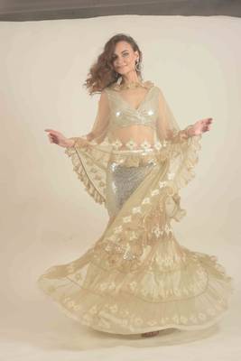 Silver sequence lehenga with lace detail 4
