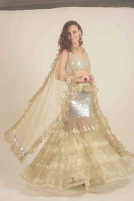 Silver sequence lehenga with lace detail 5