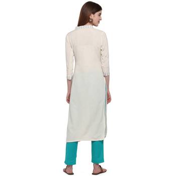 Turquoise embroidered cotton ethnic-kurtis 3
