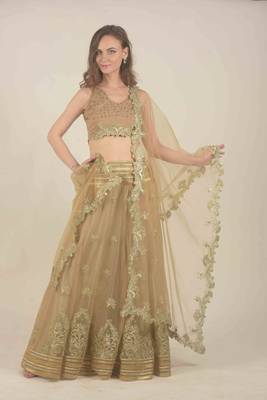  Golden floral all over gotta work detail with blouse and duppattata 1