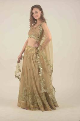  Golden floral all over gotta work detail with blouse and duppattata 3