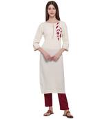Maroon embroidered cotton ethnic-kurtis