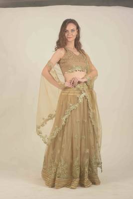  Golden floral all over gotta work detail with blouse and duppattata 4