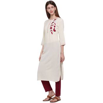Maroon embroidered cotton ethnic-kurtis 3