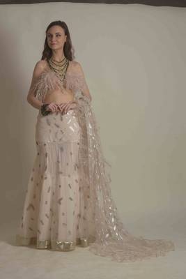  Beige hand embroidred lehenga 4