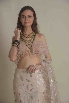  Beige hand embroidred lehenga 6