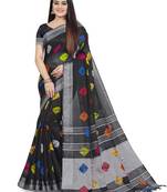 Black woven linen saree with blouse