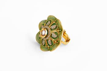 Traditional American Diamond  adjustable Green rings 1