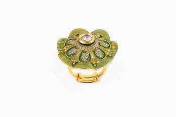 Traditional American Diamond  adjustable Green rings 2