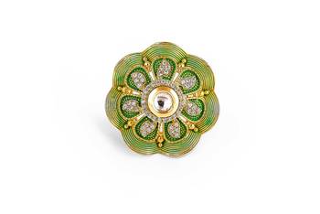 Traditional American Diamond  adjustable Green rings 3