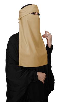 JSDC Women Bubble Georgette Plain Single Layer Cap Niqab Nosepiece Hijab 1