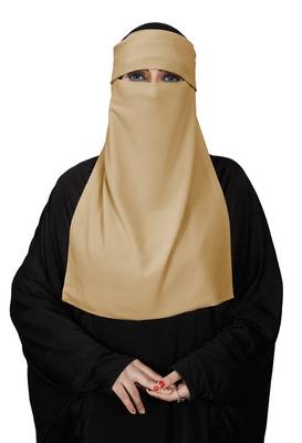 JSDC Women Bubble Georgette Plain Single Layer Cap Niqab Nosepiece Hijab 2