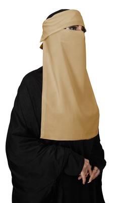 JSDC Women Bubble Georgette Plain Single Layer Cap Niqab Nosepiece Hijab 3