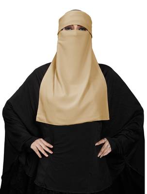 JSDC Women Bubble Georgette Plain Single Layer Cap Niqab Nosepiece Hijab 4