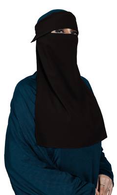 JSDC Women's Daily Wear Bubble Georgette Plain Single Layer Cap Niqab Nosepiece Hijab 1