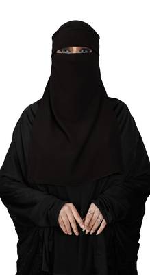 JSDC Women's Daily Wear Bubble Georgette Plain Single Layer Cap Niqab Nosepiece Hijab 2