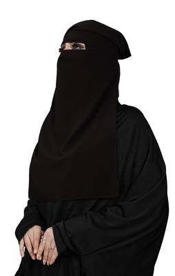 JSDC Women's Daily Wear Bubble Georgette Plain Single Layer Cap Niqab Nosepiece Hijab 3