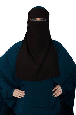 JSDC Women's Daily Wear Bubble Georgette Plain Single Layer Cap Niqab Nosepiece Hijab 4