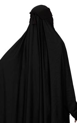 JSDC Women's Daily Wear Bubble Georgette Plain Single Layer Cap Niqab Nosepiece Hijab 5