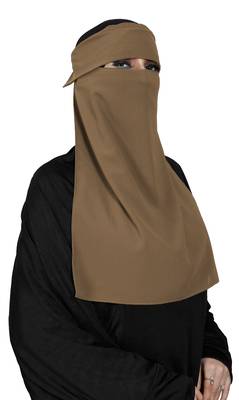 JSDC Women Occasion Wear Bubble Georgette Plain Single Layer Cap Niqab Nosepiece Hijab 1