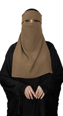 JSDC Women Occasion Wear Bubble Georgette Plain Single Layer Cap Niqab Nosepiece Hijab 2