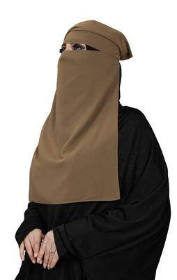 JSDC Women Occasion Wear Bubble Georgette Plain Single Layer Cap Niqab Nosepiece Hijab 3