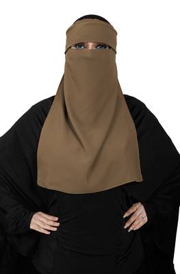 JSDC Women Occasion Wear Bubble Georgette Plain Single Layer Cap Niqab Nosepiece Hijab 4