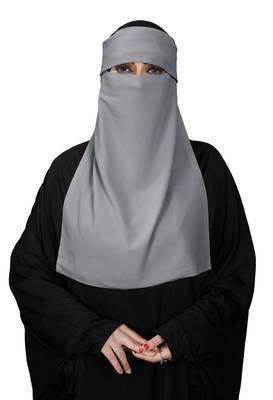 JSDC Women Bubble Georgette Plain Single Layer Cap Niqab Nosepiece Hijab 2