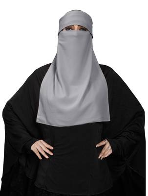 JSDC Women Bubble Georgette Plain Single Layer Cap Niqab Nosepiece Hijab 4