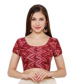 Women's Maroon & Wine Silk Blend Readymade Saree Blouse