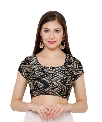 Women's Black Silk Blend Readymade Saree Blouse 1