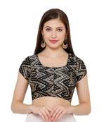 Women's Black Silk Blend Readymade Saree Blouse