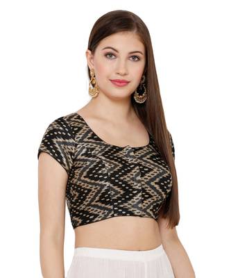 Women's Black Silk Blend Readymade Saree Blouse 2