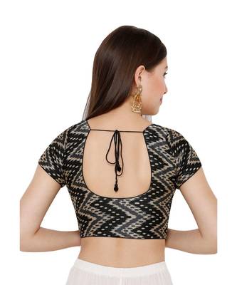 Women's Black Silk Blend Readymade Saree Blouse 3