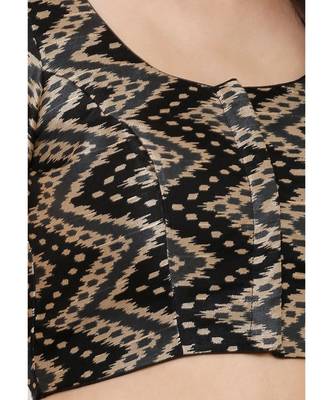 Women's Black Silk Blend Readymade Saree Blouse 5